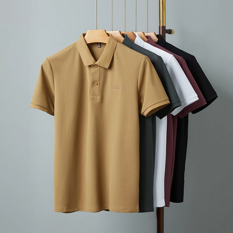 2025 여름 새로운 브랜드 수 놓은 남자 100% 코 튼 짧은 소매 폴로 셔츠 캐주얼 통기성 탑 Tshirt 뜨거운 판매