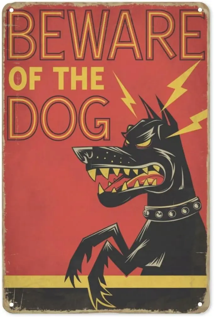 Guard Dog Tin Sign 8X12IN Vintage Metal Wall Art for Farm Gate, Hunting Cabin & Rural Property Decor sign