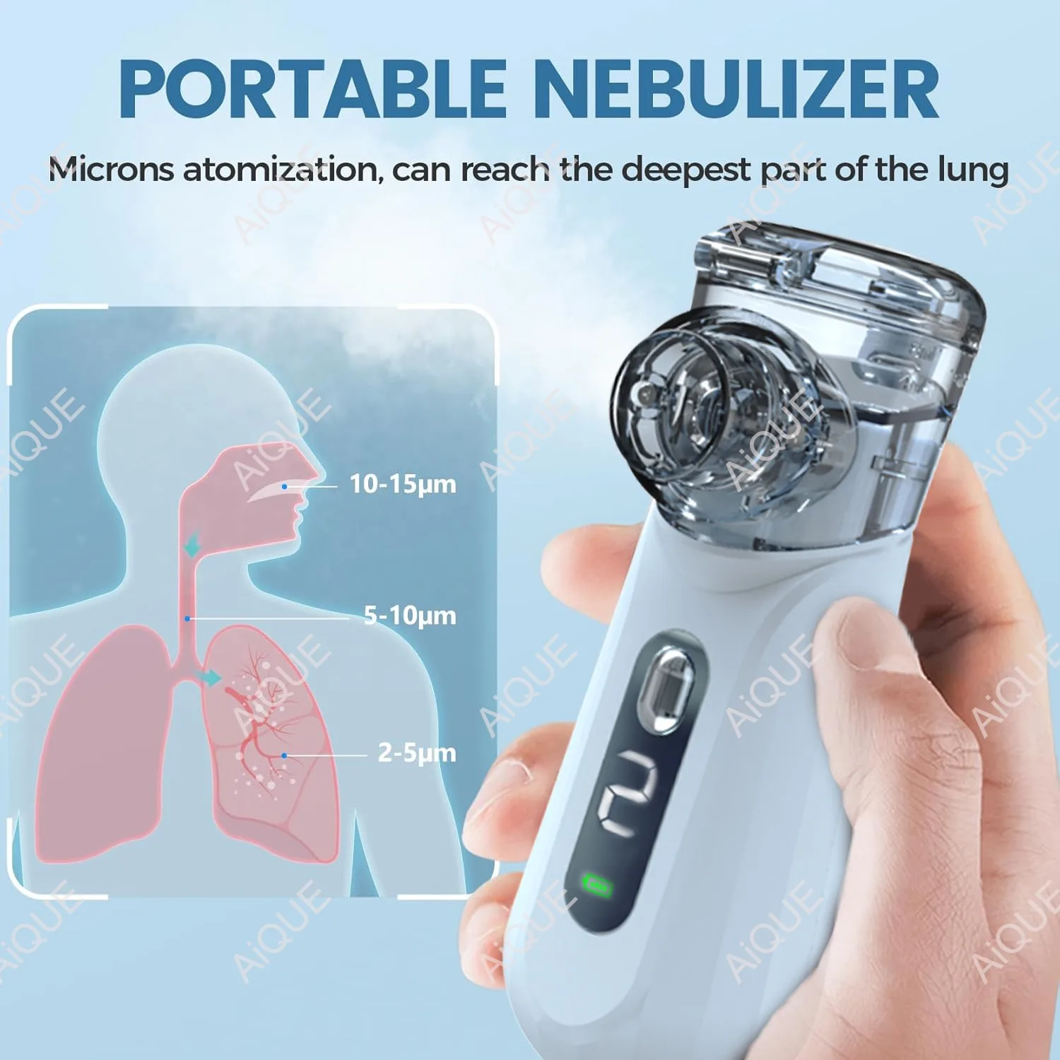 JUSTLANG-nebulizador de malla médico recargable, inhalador portátil, dispositivo de vapor móvil, atomizador de mano silencioso, vaporizador para adultos y niños