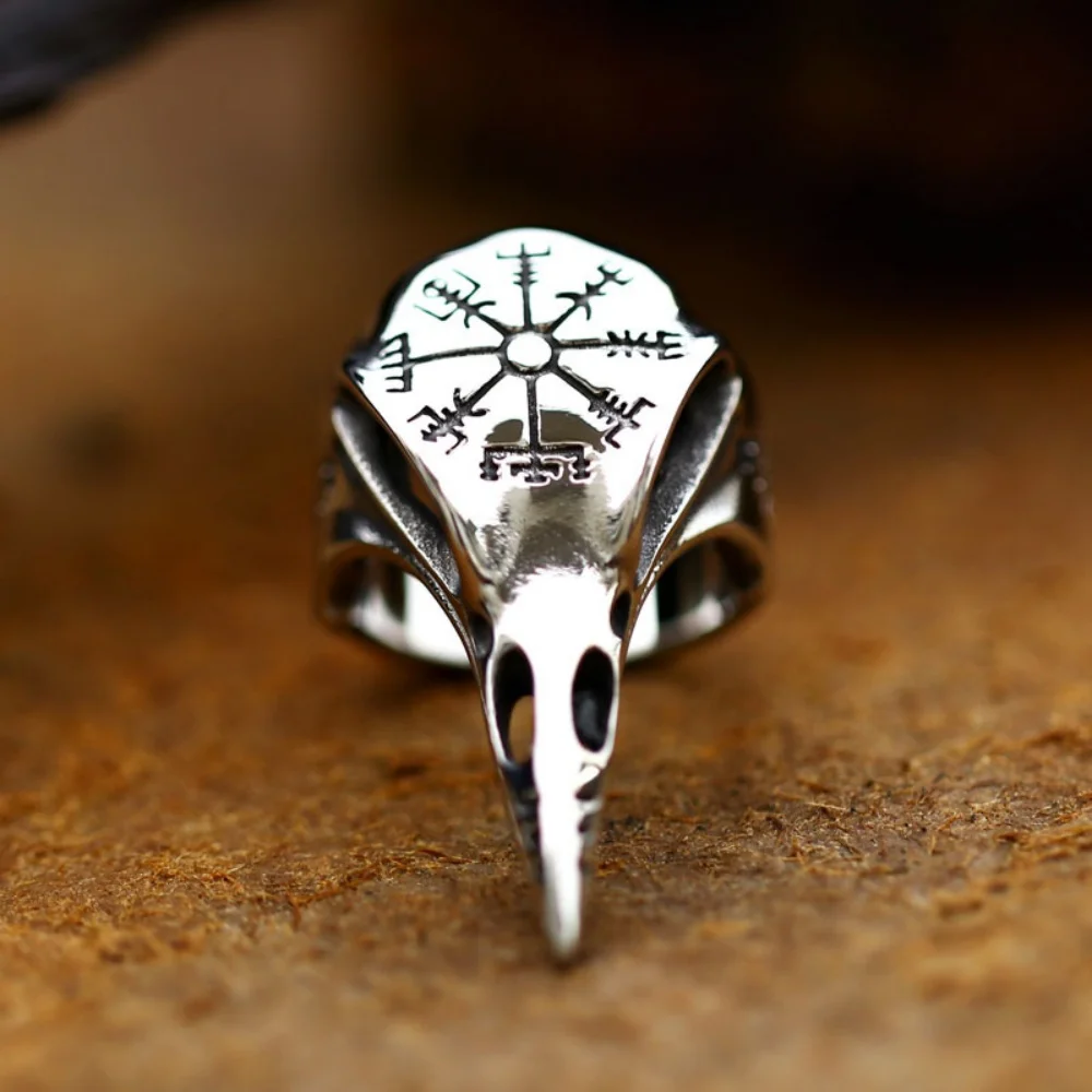 Gothic style Viking Bird bone carving ring, punk rock hip-hop trendy ring, ancient pirate rune totem, wholesale of amulet jewelr