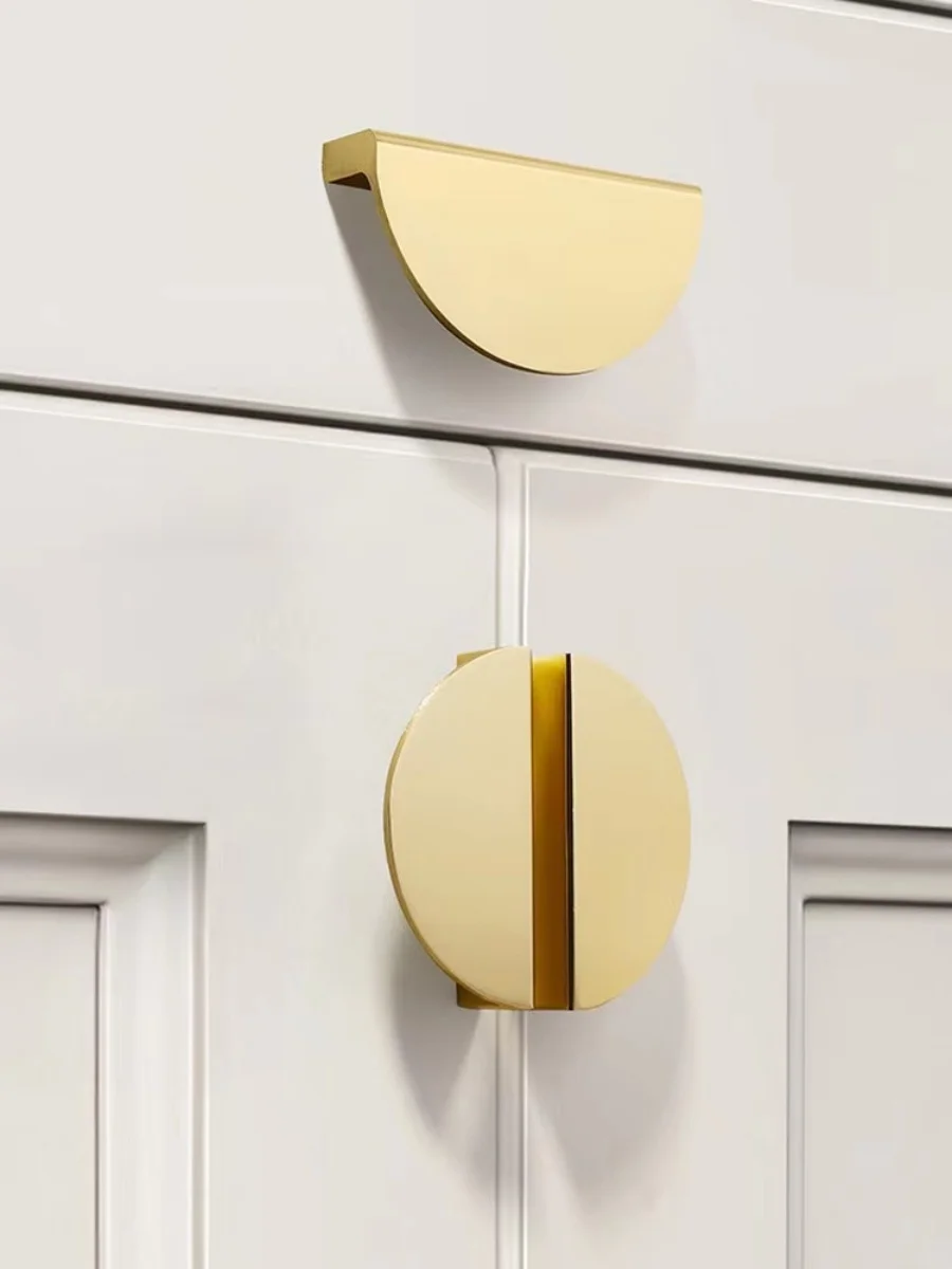 Half Moon Cabinet Door Pull Modern Moon Shape Closet Handles Black Brass Gold Wardrobe Semicircle Knobs Furniture Handles