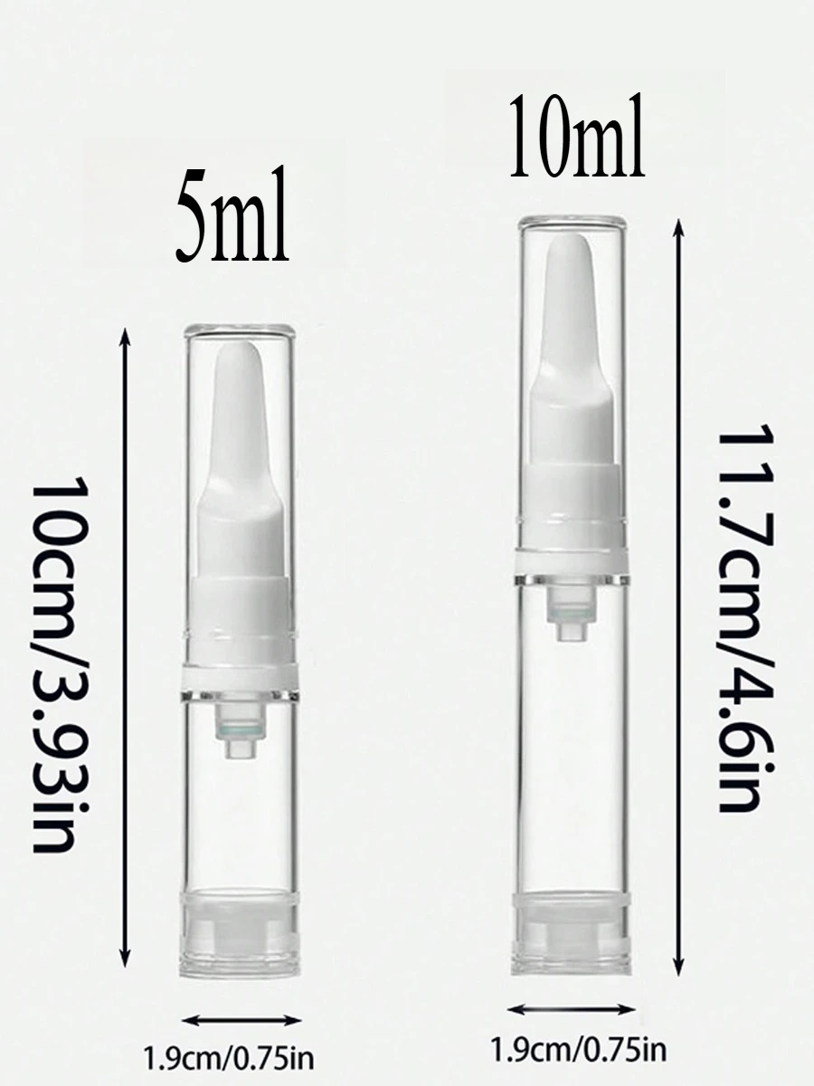 4Pcs 5ml 10ml Empty Mini Clear Plastic Liquid Foundation Vacuum Pump Bottles Travel Sample Container Makeup Tubes Vials