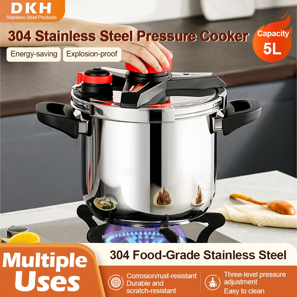

Fenghui 5L 304 Stainless Steel Pressure Cooker CE Certification Explosion-Proof Pot Compatible with Gas & Induction Cooktops