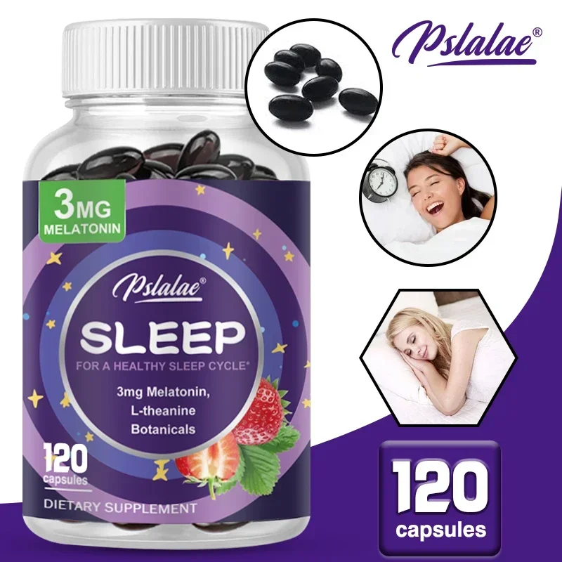 Adult Melatonin & L-Theanine Capsules with 3 Mg of Sleep Support Help Calm The Mind for Better, Longer Sleep