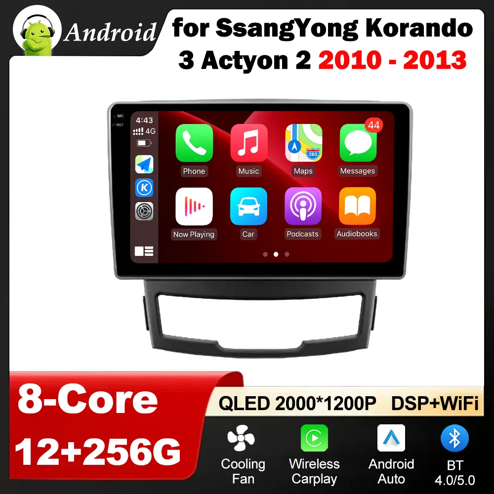 

Car Mulltmedia Player for SsangYong Korando 3 Actyon 2 2010 - 2013 Android OS Wireless Carplay DSP Stereo No 2 din 4G IPS Screen