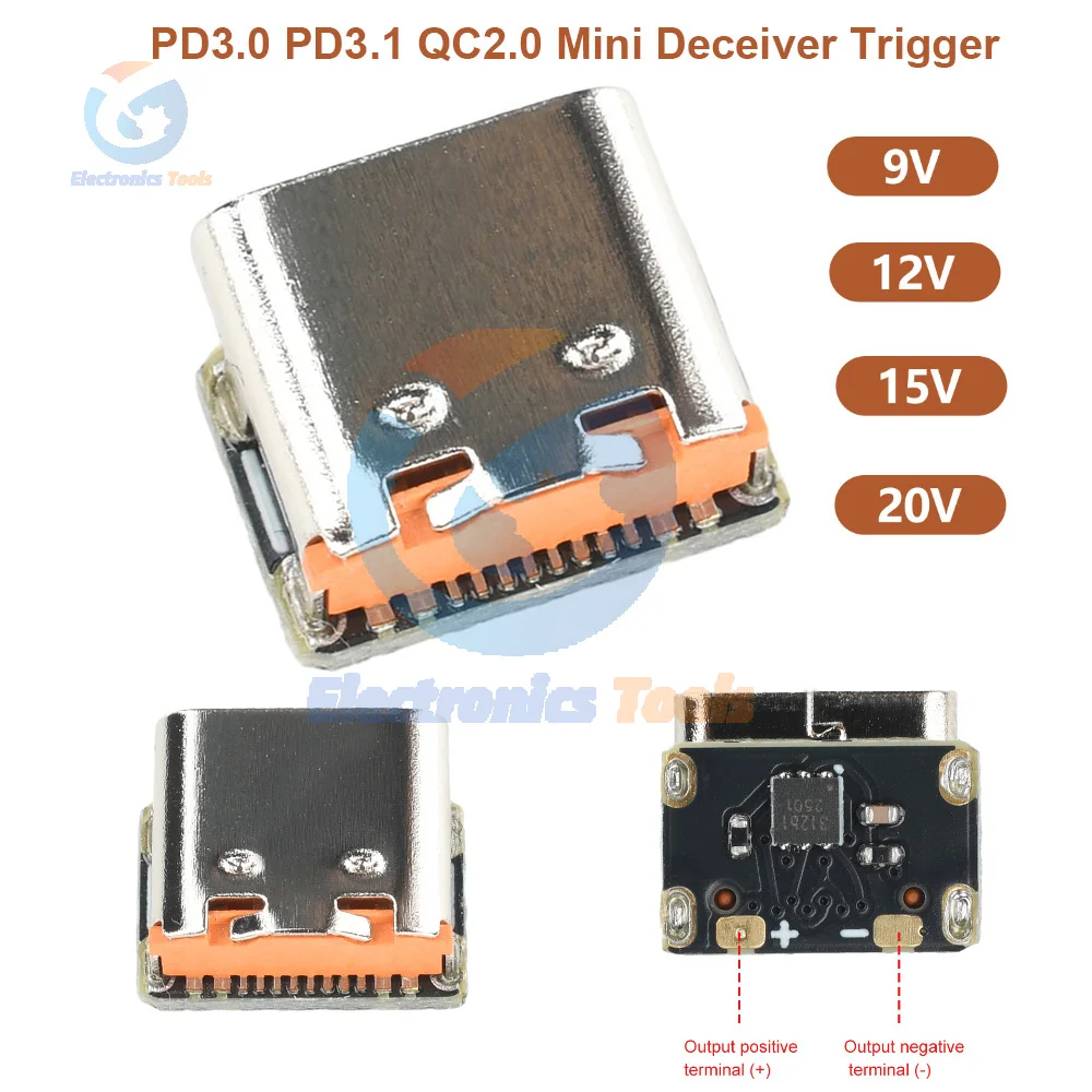 

Мини-приемник PD QC2.0, модуль быстрой зарядки, 9 В/12 В/15 В/20 В постоянного тока, фиксированное напряжение, выходное напряжение, триггер, модуль быстрой зарядки типа C