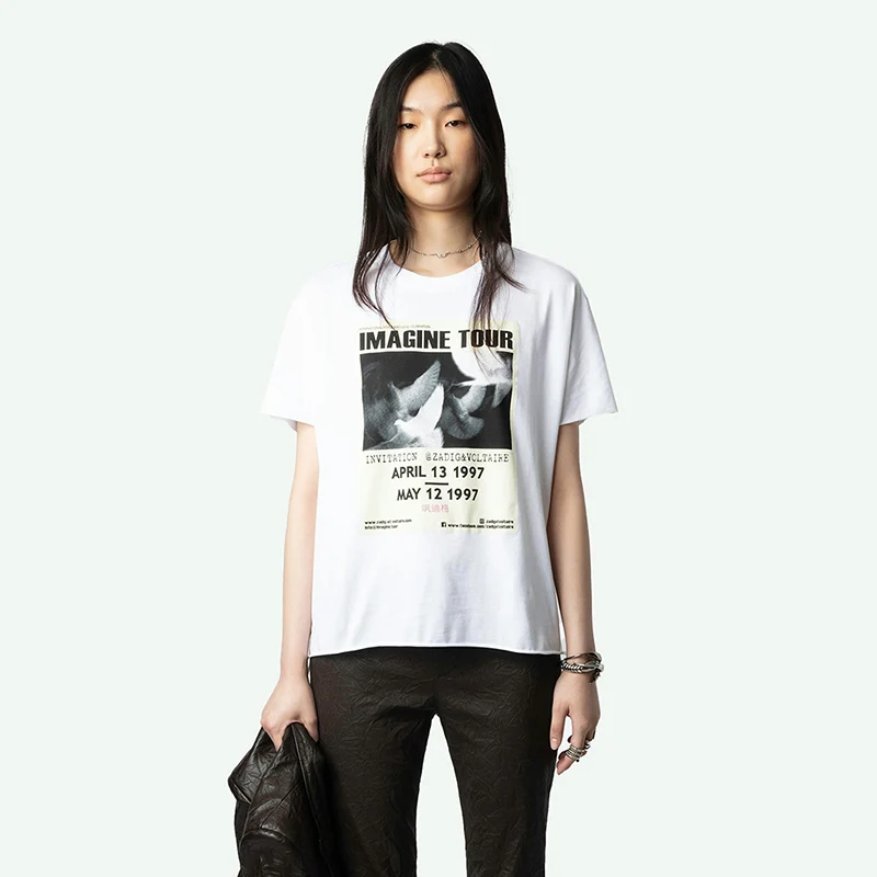 

Casual Cotton ort Sve T-irt Women's Loose Fit Digital Print Top Versatile Summer Wear Comfortable Breathable round Ne