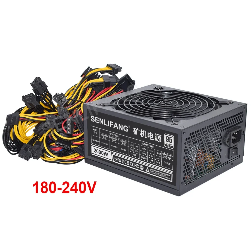 Imagem -03 - Fonte de Alimentação Atx 2000w para Todos os Tipos da Máquina Gráfica Conectável 8gpu 95 Eficiência Eth Bitcoin Etc Rvn Mineração Psu