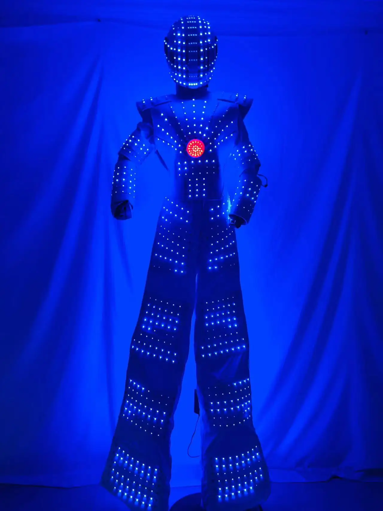 Costume de Robot Pixel LED, Vêtements Éclairés, Marcheur, Casque, Gants Laser, Tenue de Rave Shoous, Document Complet