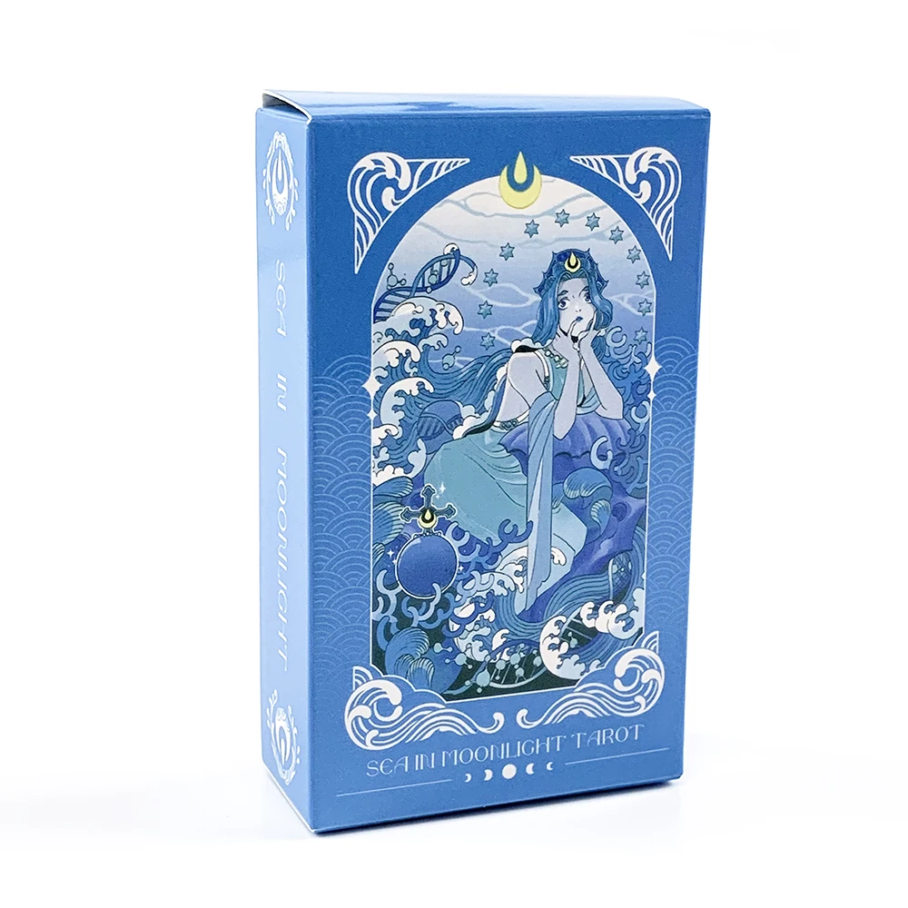 Sea in Moonlight Tarot Cards 78 Card Blue Ocean Mermaid English Version Divination Board Game Card Games & Gift Giving
