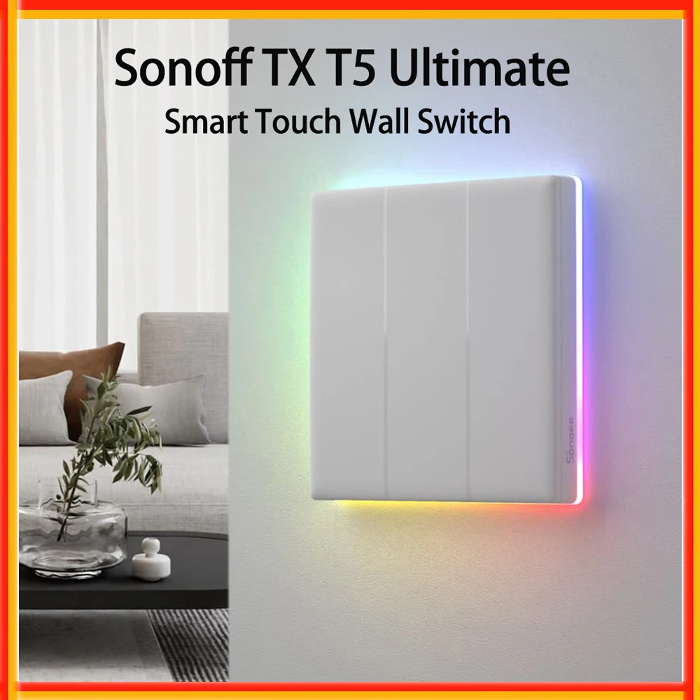 

Смарт-выключатель SONOFF TX T5 настенный сенсорный с поддержкой Wi-Fi и управлением через приложение eWelink