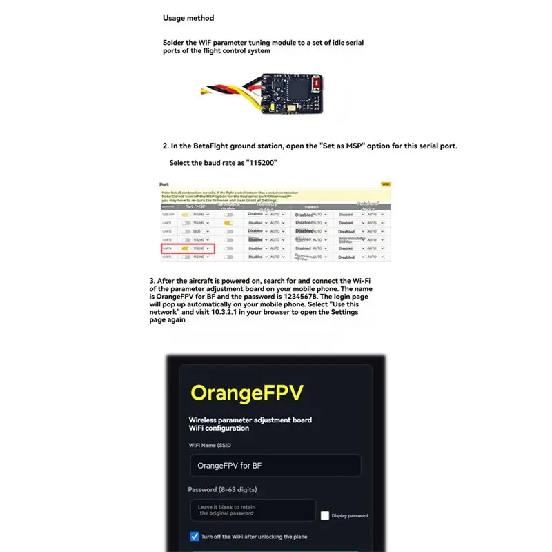 ABZZ-Wireless Parameter Adjustment Module For Betaflight Wifi Wireless Parameter Adjustment Board For RC FPV Drone