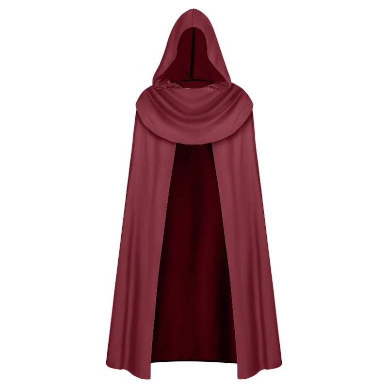 2026 Unisex Long Hooded Cloak Medieval Renaissance Cape Open Front Robe Halloween Wizard Jedi Cosplay Costume Accessories