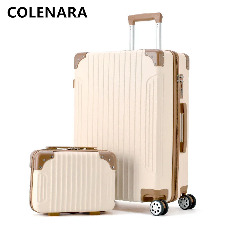 COLENARA 20/22/24/26Inch Luggage New Women's Carry-on Portable Makeup Bag Set Men's Trolley Case with Wheels Rolling Suitcase