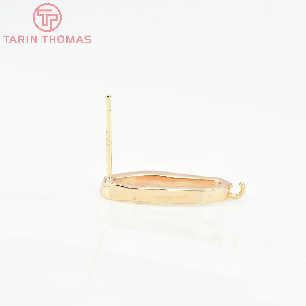 (6657) 6PCS 6.5x19MM 24K Gold Color Brass Long Irregular Stud Earrings High Quality Jewelry Findings Accessories