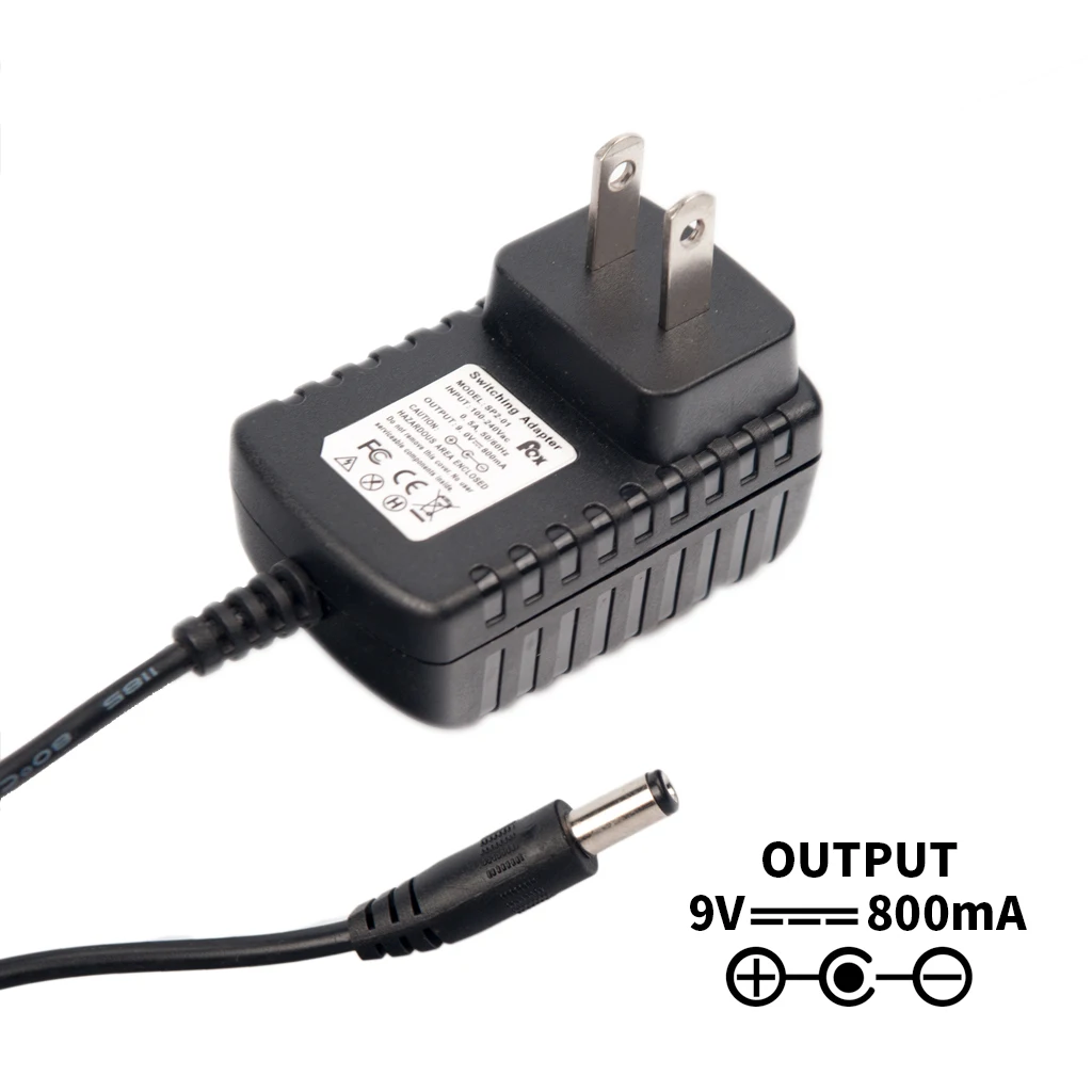 Electric Guitar Pedal Power 9V 800MA Power Supply Adapter Charger Black For Electric Guitar Effects Pedal Accessories-US Plug