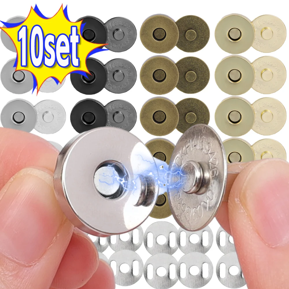 

5/10 комплектов магнитных застежек, застежек, пуговиц, сумка, кошелек, сумки для рукоделия, детали, аксессуары, адсорбционная пряжка 14 мм 18 мм