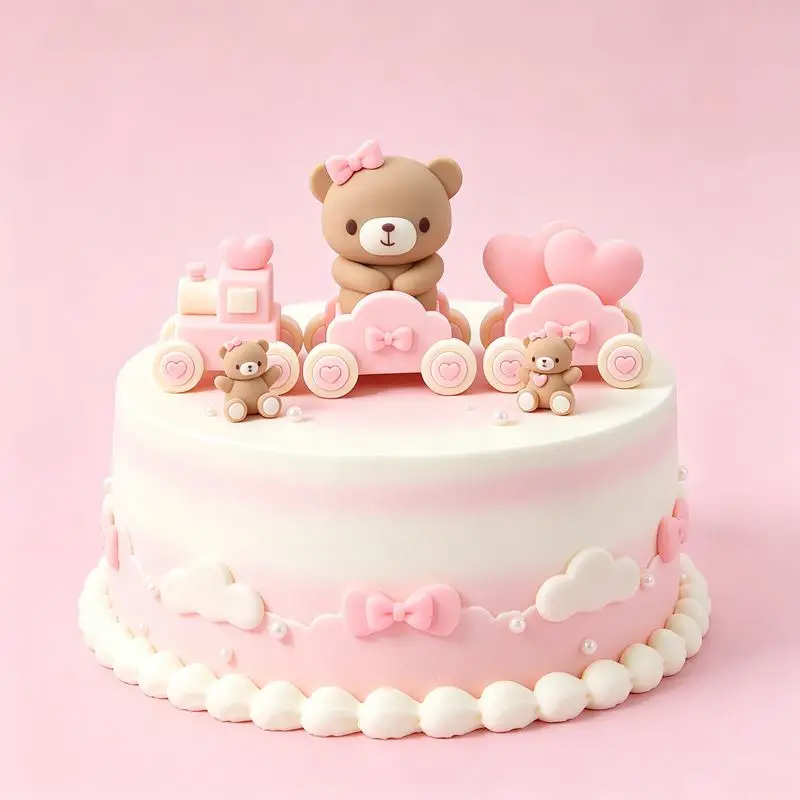 3D Pink Blue Bear Cake Topper Birthday Cake Decoration Boy Girl Birthday Party Gender Reveal Baby Shower Bear Doll For Cake Deco - view 4
