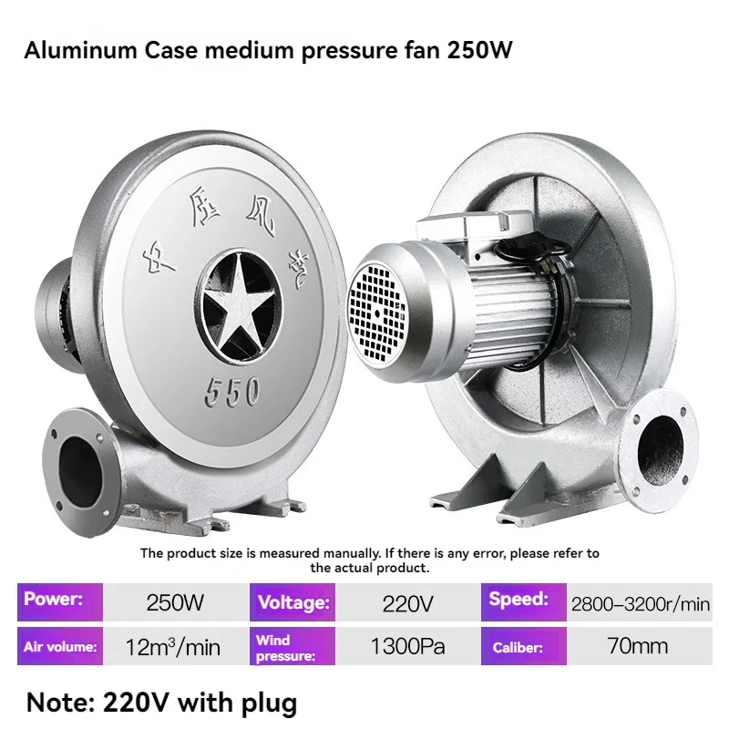 

Aluminum Shell Centrifugal Medium Pressure Fan Low Noise High Power Blower Kitchen Stove Special Hair Dryer