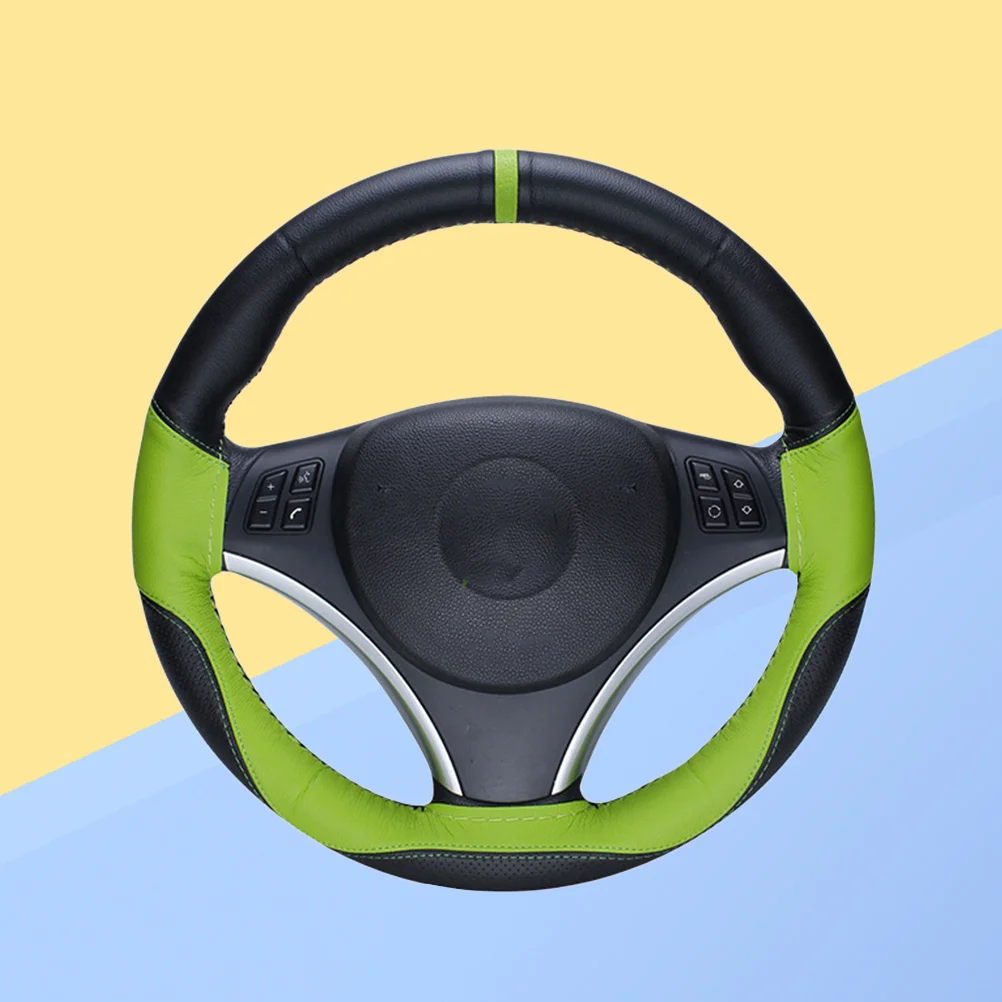 

Hand-Sewn Steering Wheel Cover Elastic Stretch Black Diameter 10.8cm Anti-Slip Car Wheel Protector Car Steering Cover