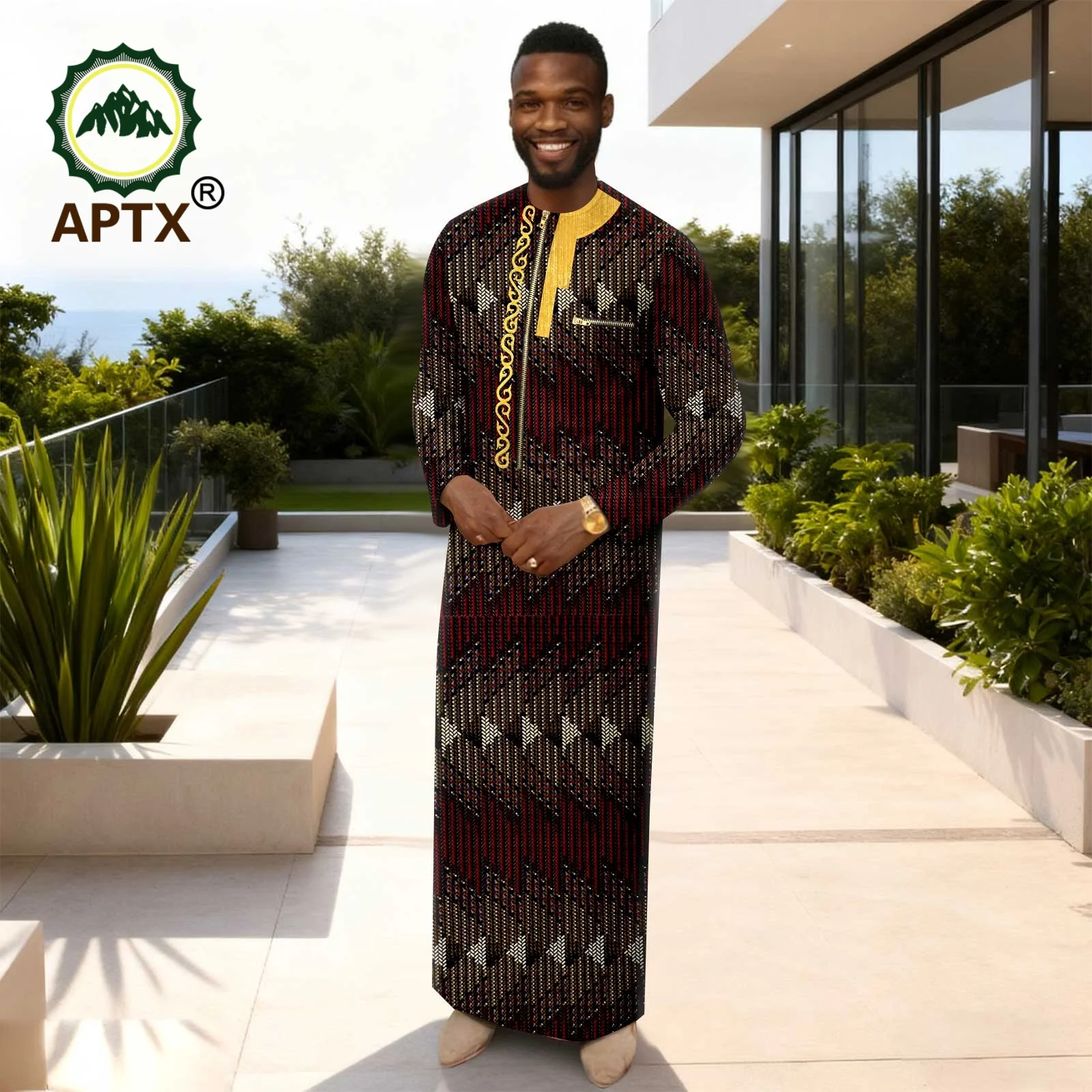 

APTX Men's Traditional Muslim Robe 3-Pcs Set Long Sleeves African Dress Middle East Jubba Thobe Wedding Suit 2514021