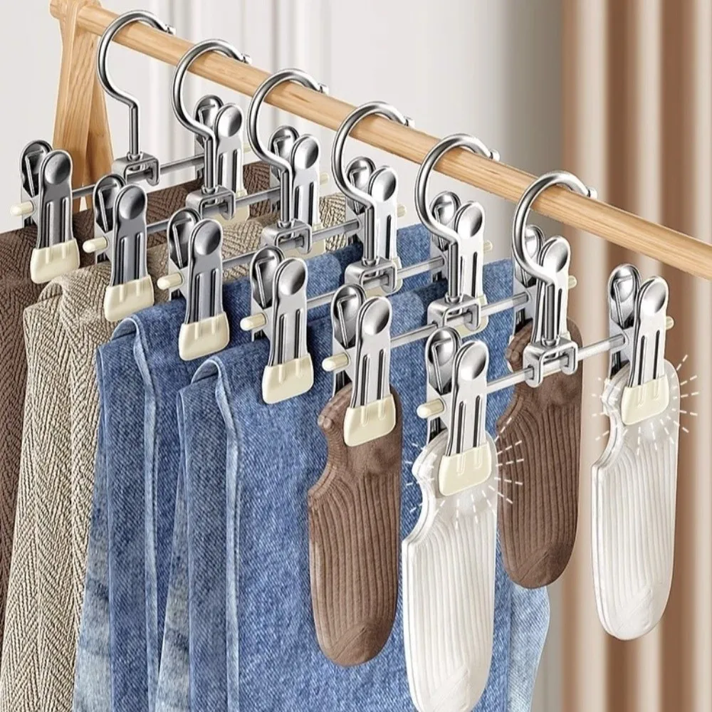 

30pcs 360° Rotatable Clothes Drying Hanger Double Clip Non-Slip Pants Hanger Multi-Function Windproof Storage Clips Space-Saving