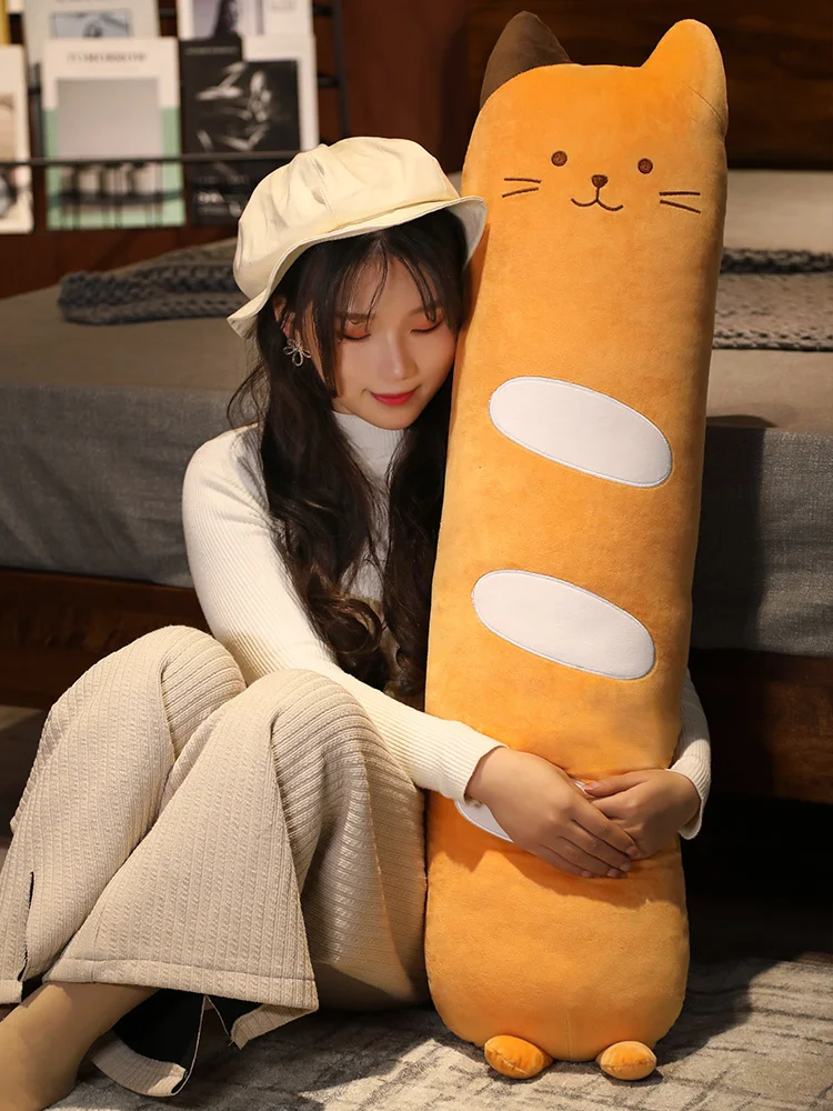 100cm Long Animals Plush Toy Stuffed Squishy Animal Bolster Pillow Cat Cylindrical Plushie Toy Sleeping Friend Best Gifts