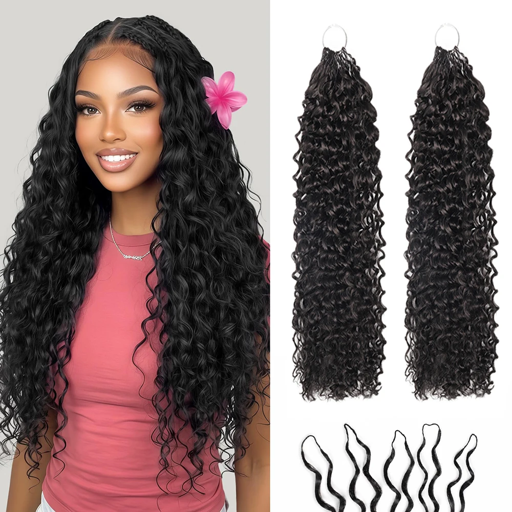 

Curly Miracle Knots Crochet Hair Boho Braid Hair Synthetic Knotless Pre-Separated Crochet Feather Hair Extensions