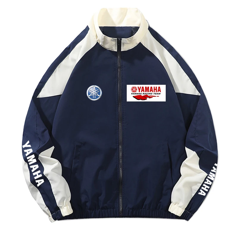 Chaqueta de carreras Yamaha para hombre, estilo urbano, con parches de colores, cortavientos negro, para mujer, primavera, otoño, deportiva, fina, a la moda.