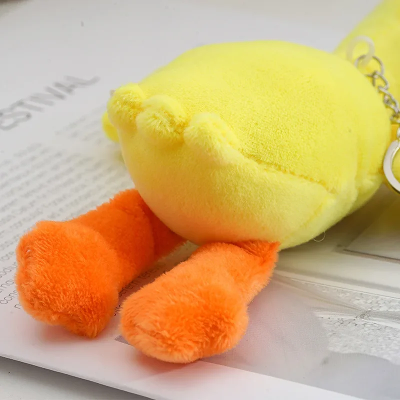 Portachiavi in peluche di anatra di cartone animato da 18 cm Ciondolo d'oca Kawaii Giocattoli di peluche per donne Ragazze Ragazzi Borsa per bambole giocattolo Accessori Portachiavi per auto Regali