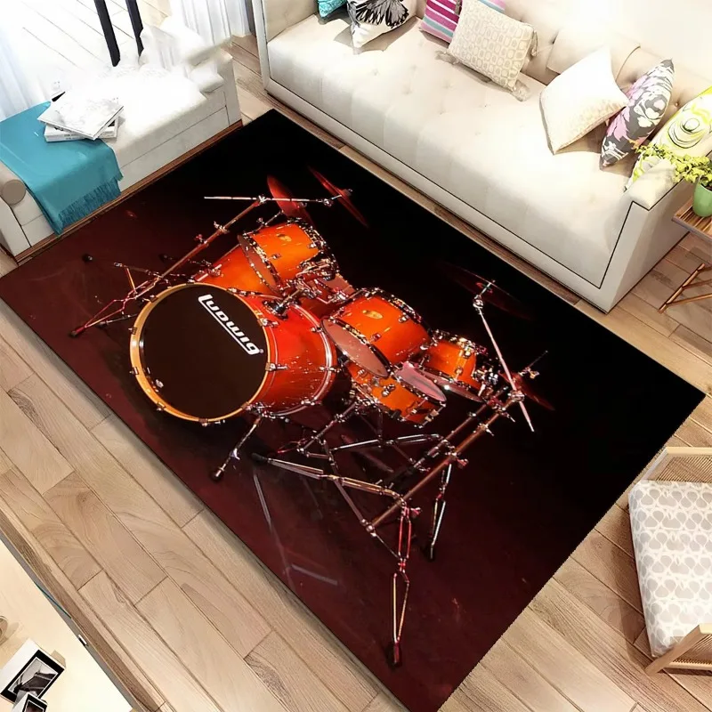 Drum Kit Music Drum Set Instruments Area Rug,Carpet Rug for Home Living Room Bedroom Sofa Doormat Decor,kids Non-slip Floor Mat