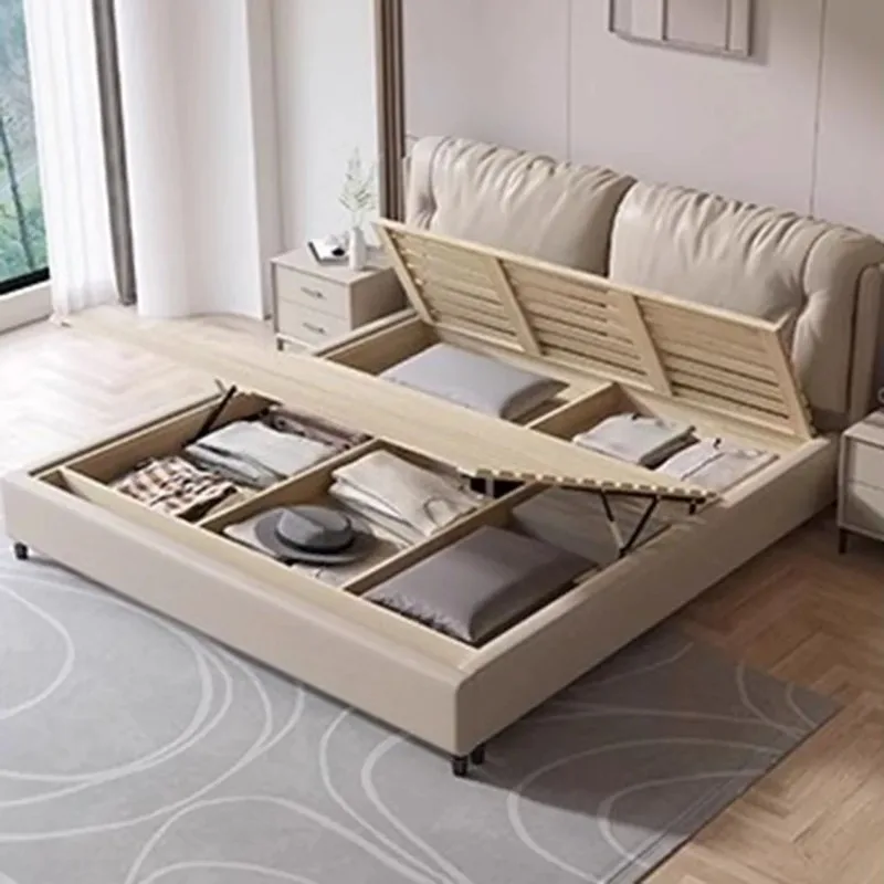 

Full Size Queen Size Upholstered Bed Luxury 180x200cm Double Storage Bed Sleeping Nordic Fancy Minimalist Home Bedroom Furniture