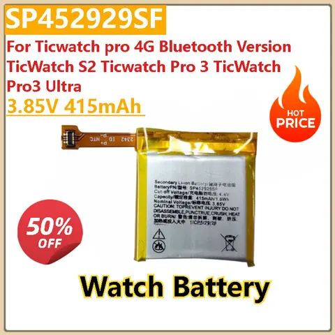 For Ticwatch pro 4G Bluetooth Version TicWatch S2 Ticwatch Pro 3 TicWatch Pro3 Ultra New 3.85V 415mAh Watch Battery SP452929SF
