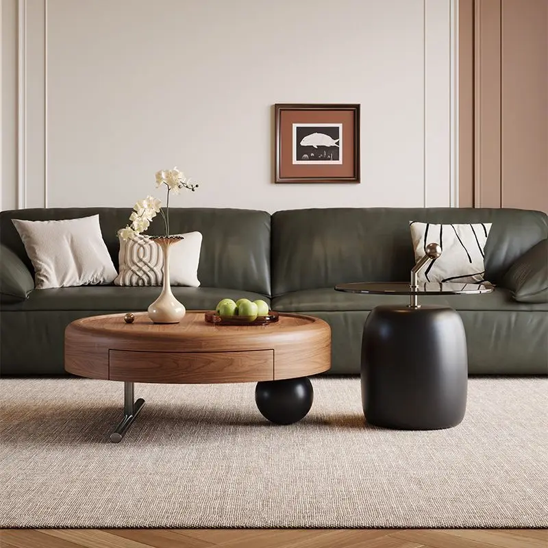

Italian solid wood round coffee table