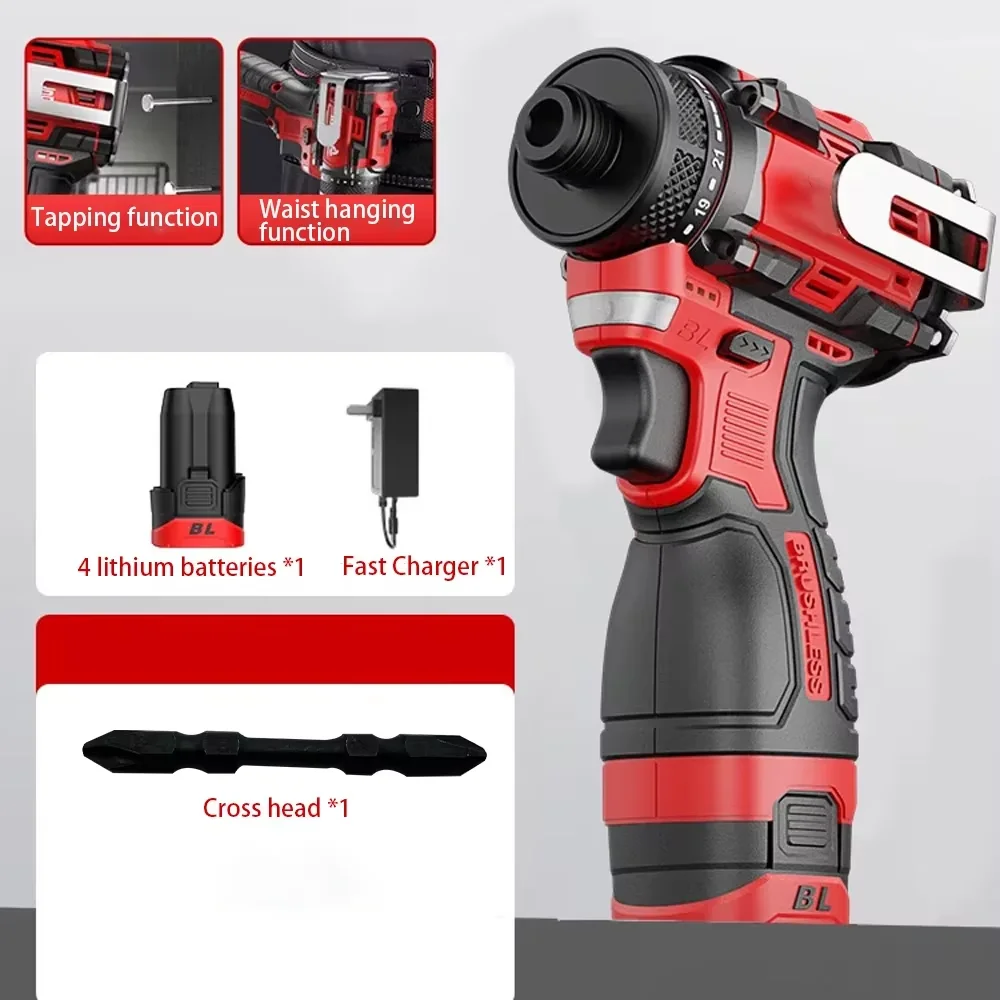 80N.m 18V Brushless Electric Drill Cordless Knockable Driller Driver Screwdriver Li-ion Battery Electric Power Tools