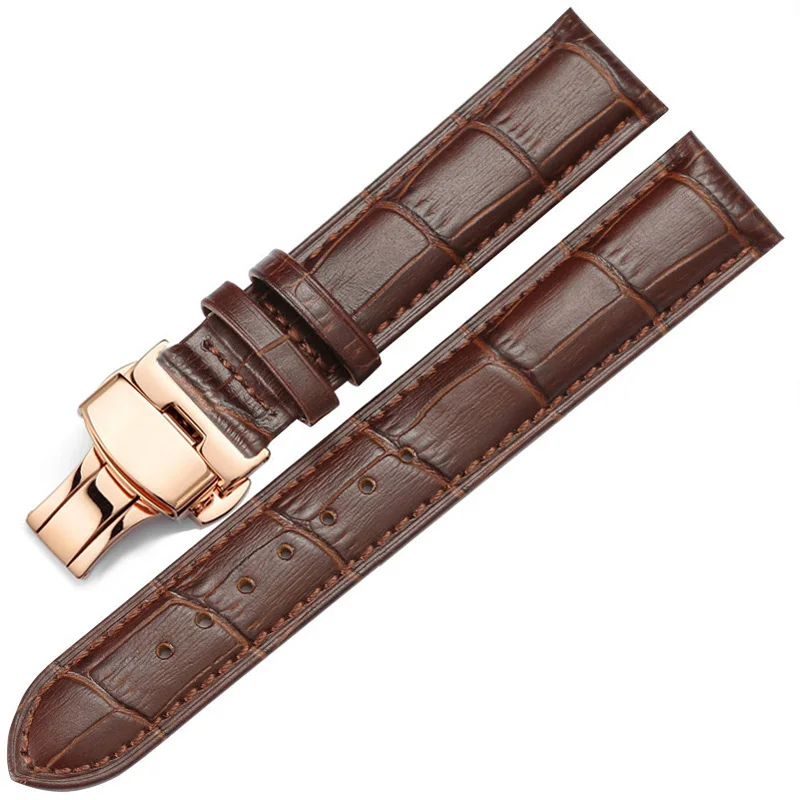 Butterfly Buckle Leather Strap Leather Watch Band Universal Watchband 12mm 14mm 16mm 18mm 19mm 20mm 21mm 22mm 24mm