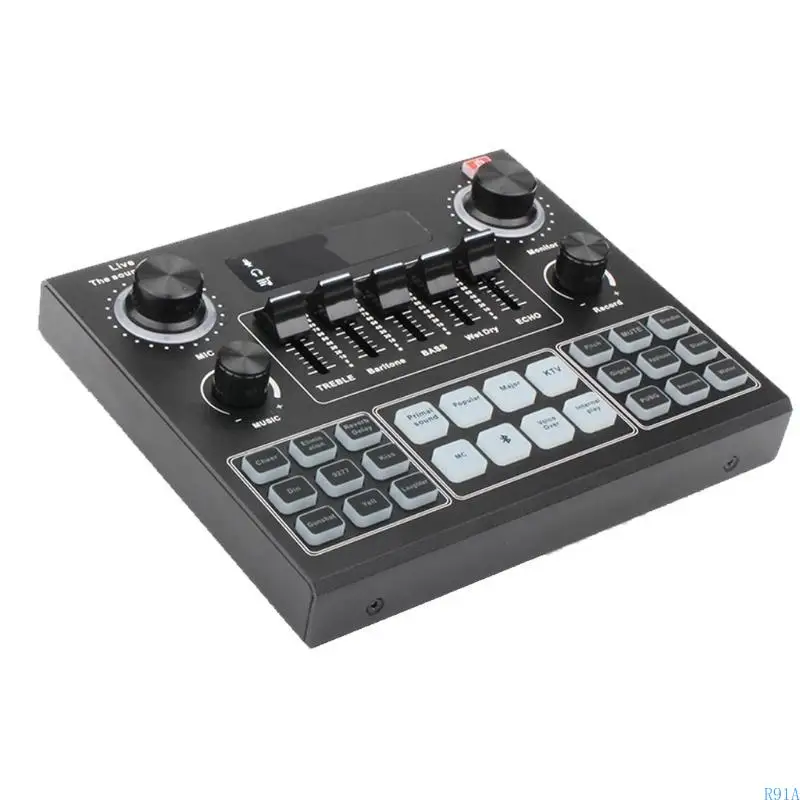 R91A V9サウンドカードUSBヘッドセットマイクウェブキャストライブストリーミングサウンドカード携帯電話コンピューター歌