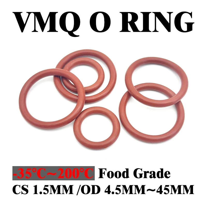 

CS 1.5mm OD 4.5mm ~ 45mm 1000 pcs Eco-Friendly Red O-Rings Seals Bottling & Canning waterproof High Temperature Resistant