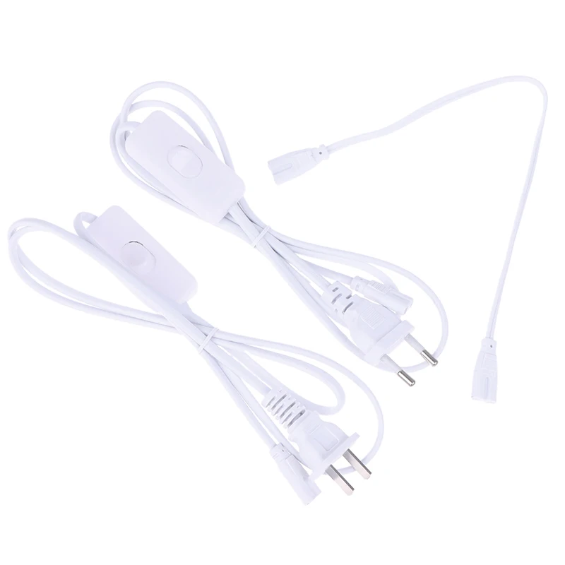 PVC White Tube T5 US /EU Plug Switch Cable 1.2M Power Adapter 110V 220V 230V 30cm Connection Wire LED Lamp DIY Lighting