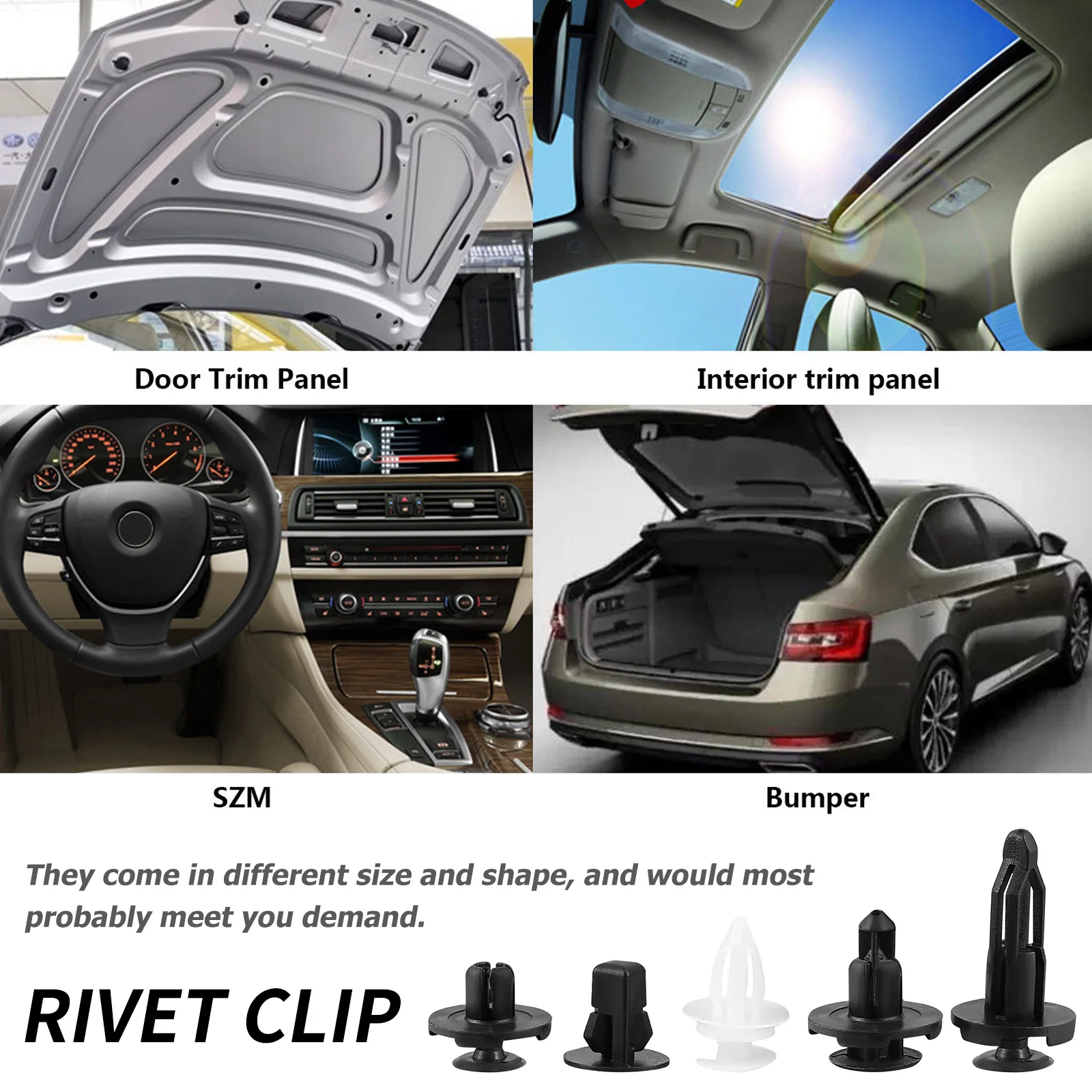 

100Pcs Automotive Rivet Clips Trim Body Clips Bumper Fasteners Car Push Pin Engine Cover Retainer Trim Body Clip