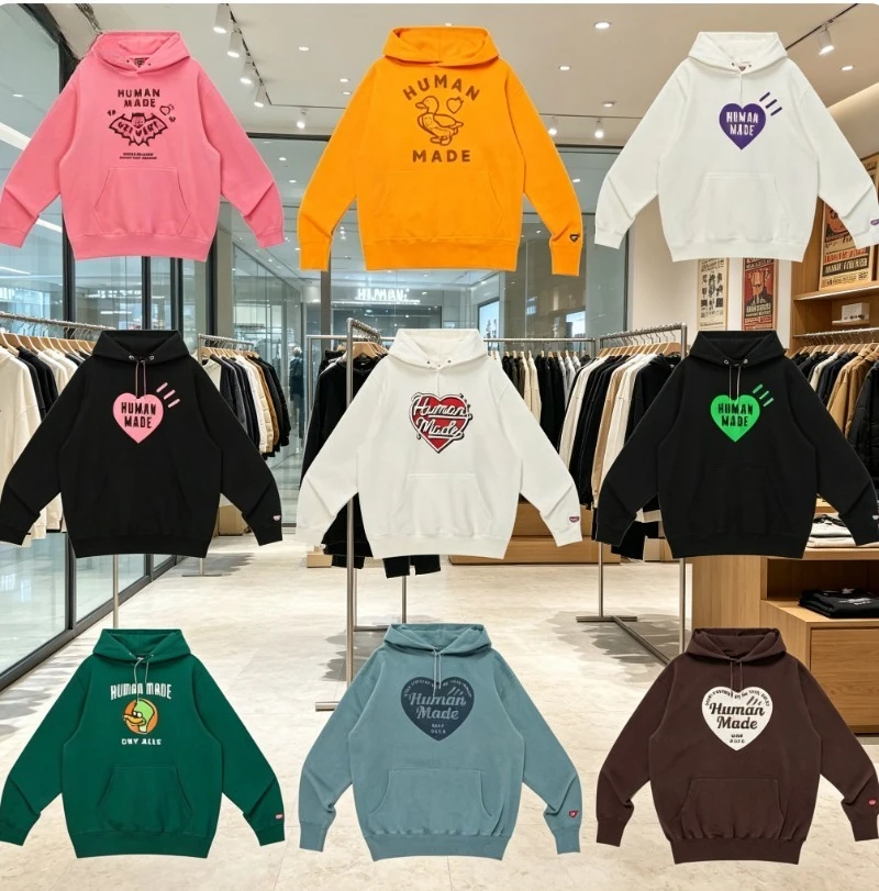 HUMAN MADE Heart Logo Hoodie Pullover Heavyweight Cotton Loose Fit Unisex Couple