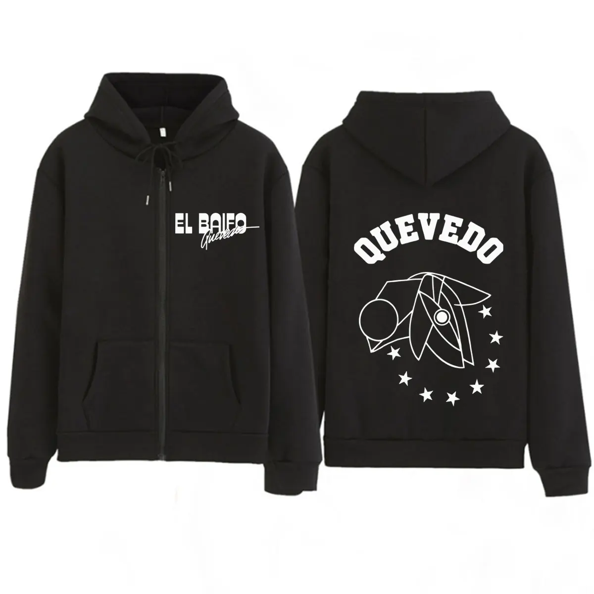 QUEVEDO EL BAIFO Álbum 2026 Tour Gráficos de la Gira Sudaderas con Cremallera para Hombre y Mujer Chándal Hip-hop Chaqueta Casual Holgada Vintage de Invierno con Cremallera