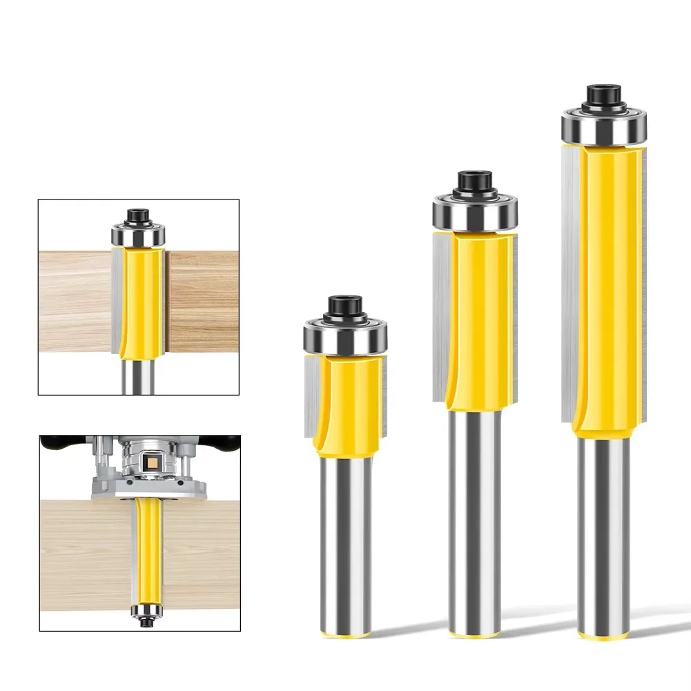 1 PC 8mm Shank Lengthened Trimming Cutter Belt Bearing Straight  Trimming Router Bit Slotting Burr  Head Trimming Cutter