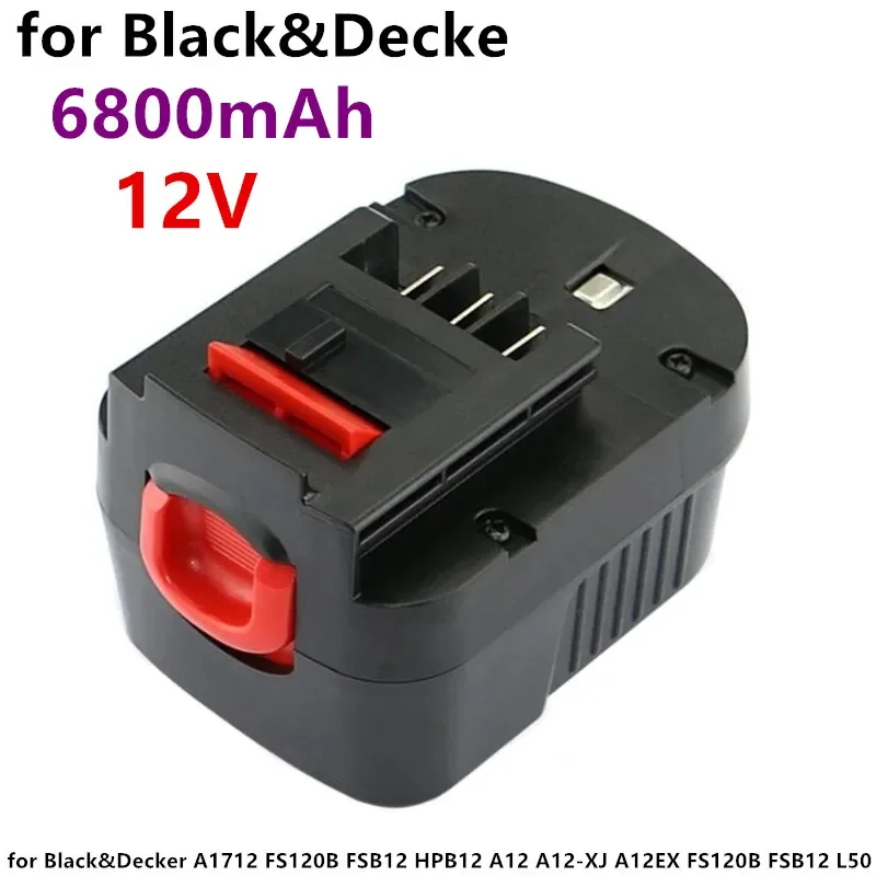 100% оригинальный сменный аккумулятор NI-CD 12 В, 6800 мАч для Black&Decker A1712 FS120B FSB12 HPB12 A12 A12-XJ A12EX FS120B FSB12 L50