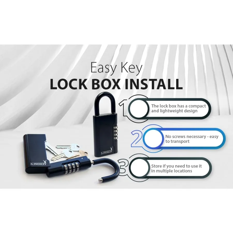 Portable Resettable Hanging Key Safe Combination Lock Box for House Keys in Black Ideal for Real Estate Agents Vacation Rental