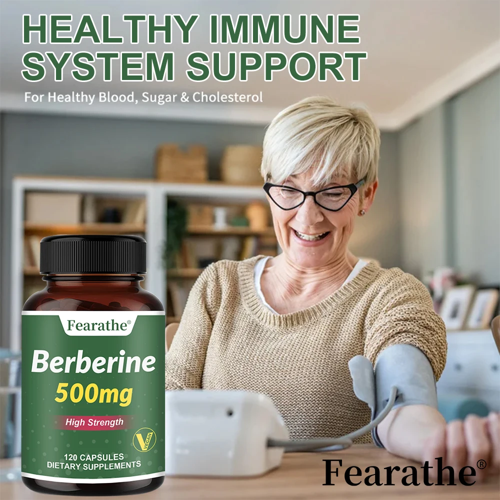 Berberine 500 Mg Supplement, 120 Veggie Caps, High Strength, Supports Immune System, Promotes Overall Health, Gluten Free
