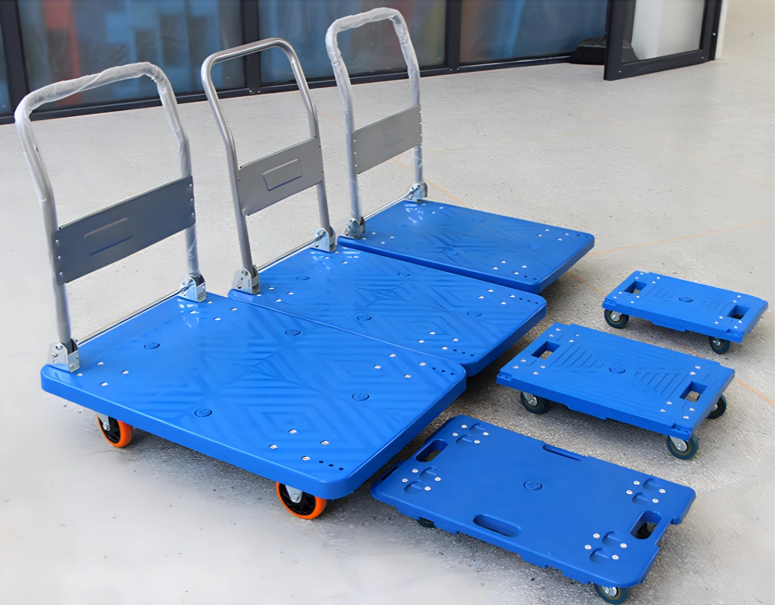 

Durable Heavy Duty Transport Tool Carts150KG Platform Truck Cart 300kg Hand Trolley Four Wheel Folding Hand Truck Flat Cart
