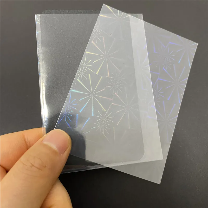 50Pcs/set Wheel Pattern Laser Holographic Protective Film Card Sleeves for 65x90mm Board Cards Holder Shield Cover