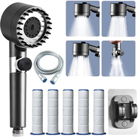 High Pressure Massage Showerhead 4 Modes Rainfall Shower Head One-Key Stop Water With Filter Element Bathroom Accessories