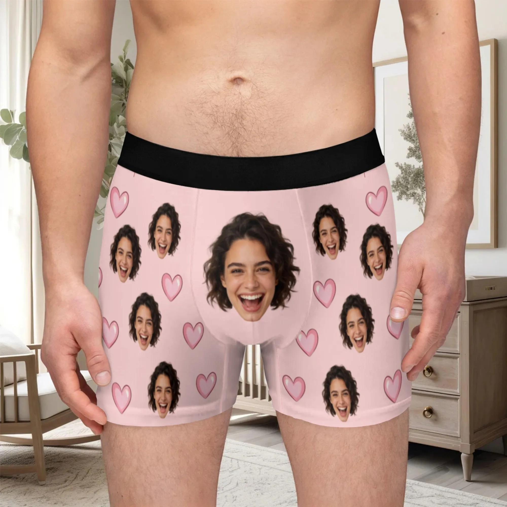 Personalized Face Photo Underwear Custom Heart Boxer Briefs Custom Men Valentine's Day Gift For Husband Anniversary view 4